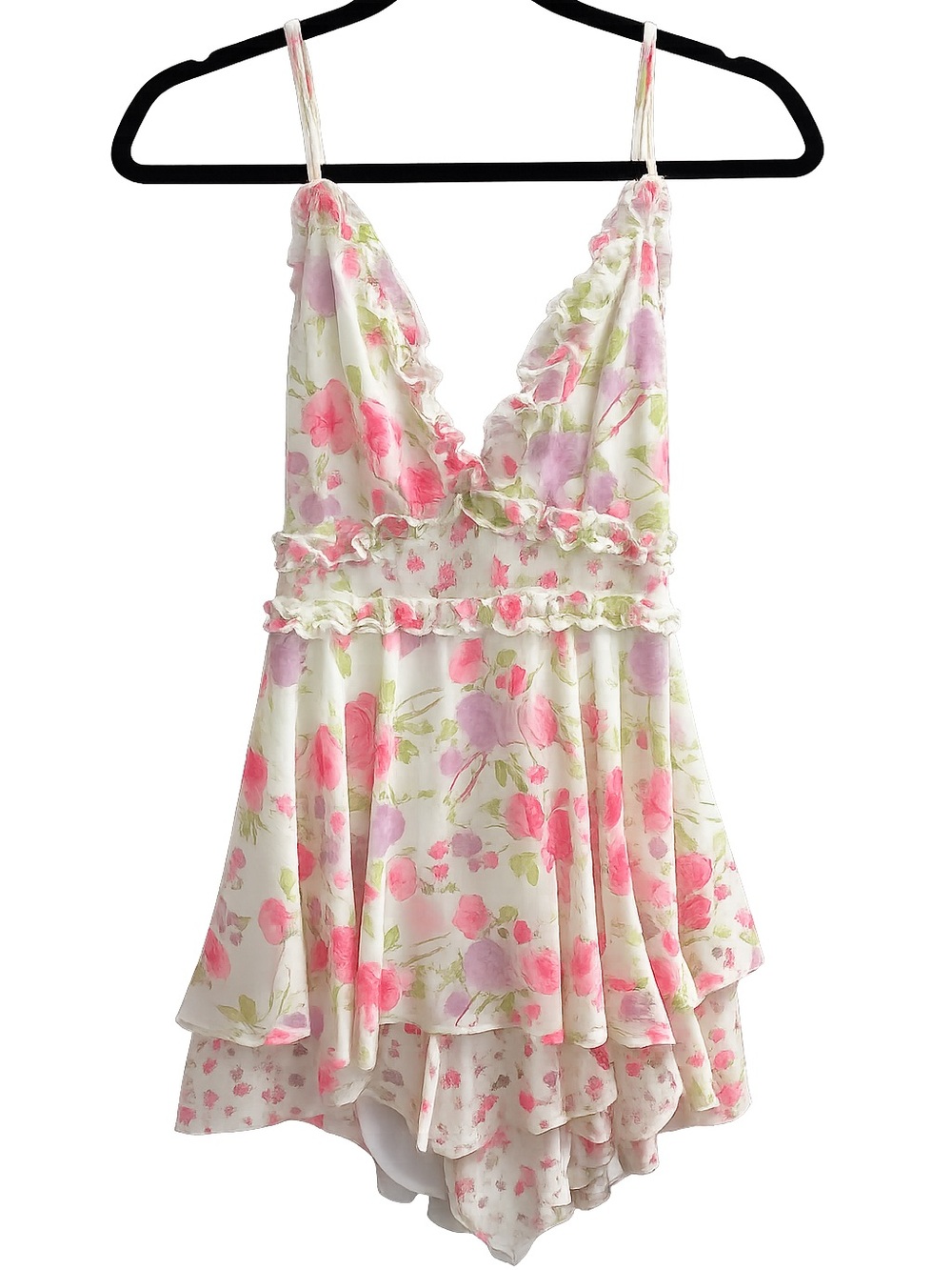 NWT Altar’d State Lilac Floral Babydoll Romper Size L Fairycore Garden
